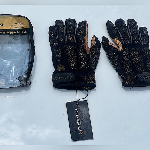 Pair of POWERHANDZ Weighted/Anti Grip Football Gloves/Black main